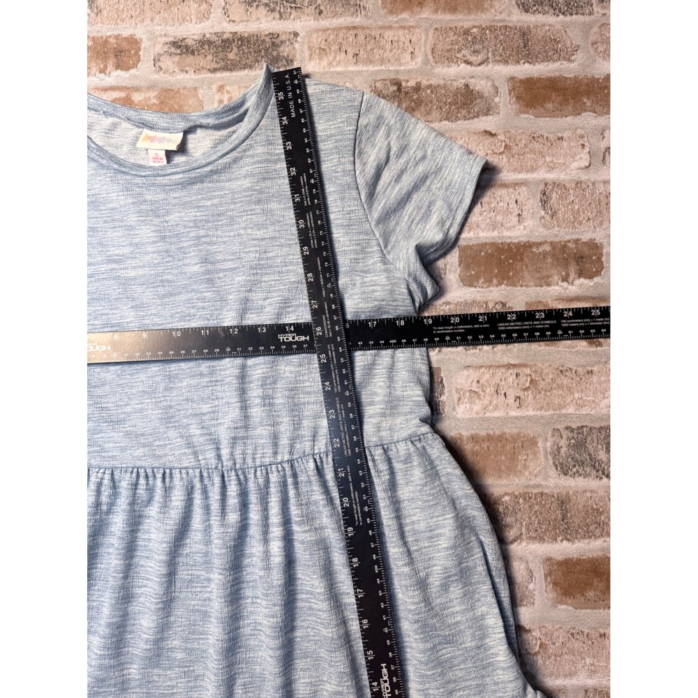 LuLaRoe Dress Womens‎ Small Blue Space Dye Tiered Babydoll Short Sleeve Knit - Picture 4 of 7